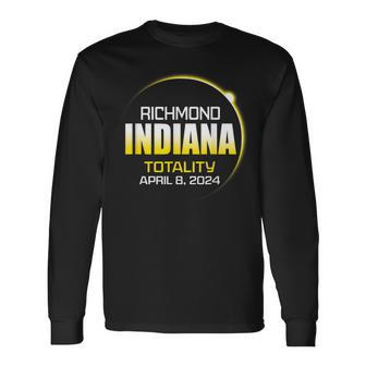 April 2024 Total Solar Totality Eclipse Richmond Indiana Long Sleeve T-Shirt | Mazezy