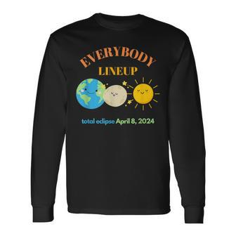 April 8 2024 Earth Moon Sun Cute Long Sleeve T-Shirt | Mazezy