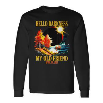 April 8 2024 Hello Darkness My Old Friend Eclipse Long Sleeve T-Shirt - Monsterry DE
