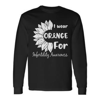In April We Wear Orange Infertility Awareness Sunflower Long Sleeve T-Shirt | Mazezy CA