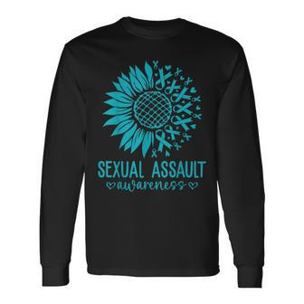In April We Wear Teal Sexual Assault Awareness Month Long Sleeve T-Shirt - Monsterry