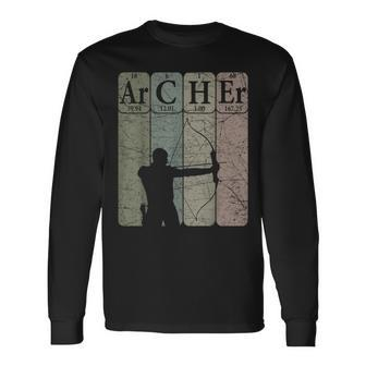 Archer Periodic Table Elements Bow Hunting Archery Vintage Long Sleeve T-Shirt - Thegiftio UK