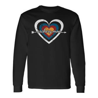 Archery Mom Target Heart Usa Archery Long Sleeve T-Shirt | Mazezy UK
