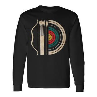 Archery Target Bow And Arrow Vintage Archer Long Sleeve T-Shirt | Mazezy