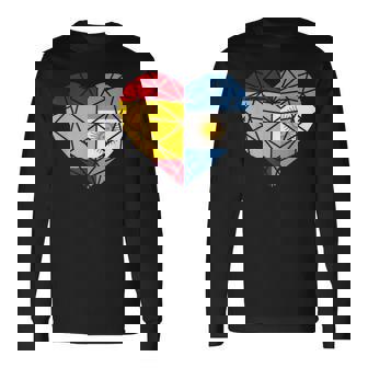 Argentina España Bandera Amistad Hermandad Corazón Poligonal Camiseta de manga larga - Regaloses