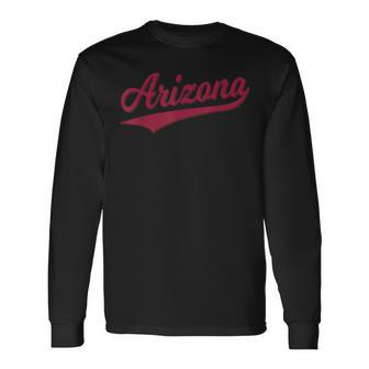 Arizona Varsity Script Classic Sports Jersey State Flag Long Sleeve T-Shirt - Thegiftio UK