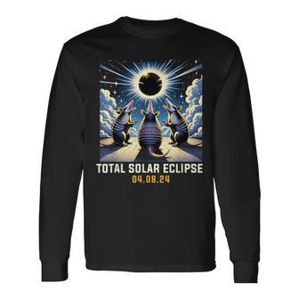 Armadillo Howling At Solar Eclipse Long Sleeve T-Shirt - Monsterry UK