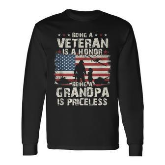 Army Veteran Is A Honor Being Grandpa Is Priceless Dad Men Long Sleeve T-Shirt - Monsterry AU
