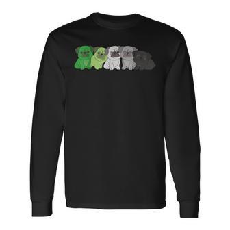 Aromantic Flag Pride Lgbtq Dogs Aromantic Pug Long Sleeve T-Shirt - Monsterry