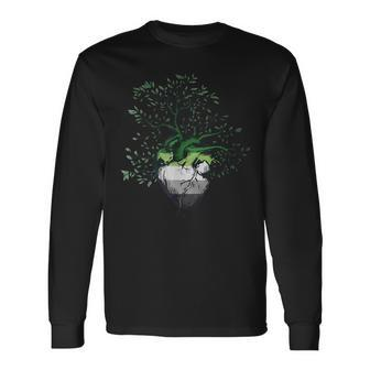 Aromantic Heart Tree Of Life Lgbt Asexual Ace With Aro Flag Long Sleeve T-Shirt - Monsterry