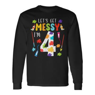 Art Painting 4Th Birthday Artist 4 Years Old Party Theme Long Sleeve T-Shirt - Monsterry DE