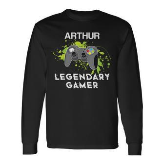 Arthur Name Personalized Grunge Legendary Gamer Long Sleeve T-Shirt - Seseable