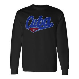 Asere Que Bola Cuban Havana Cuba Cuban Flag Baseball Long Sleeve T-Shirt - Monsterry DE