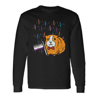 Asexual Flag Hamster Lgbt Pride Month Ace Pride Stuff Animal Long Sleeve T-Shirt - Monsterry