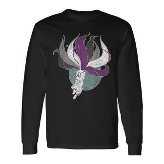 Asexual Kitsune Ace Pride Flag Demisexual Anime Furry Fox Long Sleeve T-Shirt - Monsterry AU