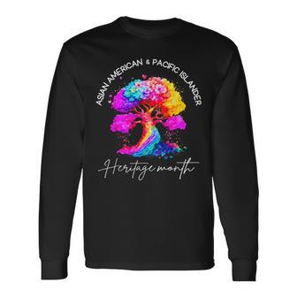 Asian American Pacific Islander Heritage Colorful Tree Long Sleeve T-Shirt - Seseable