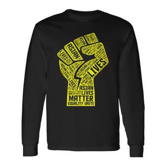 Asian Lives Matter Proud Asian American Aapi Yellow Pride Long Sleeve T-Shirt - Monsterry