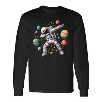 Astronaut Dabbing In Space Cosmic Galaxy Adventure Long Sleeve T-Shirt - Monsterry DE