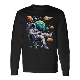 Astronaut Gamer Space Gaming System Planets Long Sleeve T-Shirt | Mazezy UK