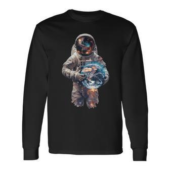 Astronaut Holds Earth In Space Long Sleeve T-Shirt - Monsterry UK