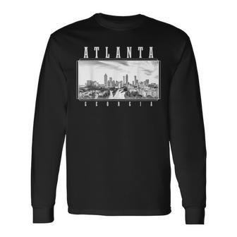 Atl Atlanta Skyline Pride Black & White Vintage Georgia Long Sleeve T-Shirt - Monsterry