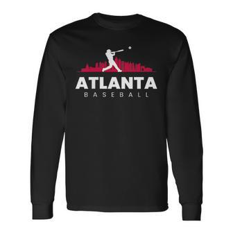 Atlanta Baseball Vintage Minimalist Retro Baseball Lover Long Sleeve T-Shirt - Seseable