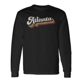 Atlanta Soccer Distressed Retro Baseball Script 404 United Long Sleeve T-Shirt - Monsterry UK