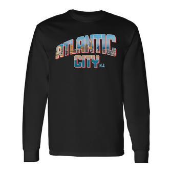 Atlantic City New Jersey Nj Skyline Pride Vintage Long Sleeve T-Shirt - Monsterry UK