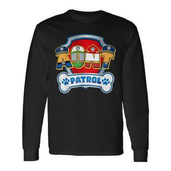 Aunt Of The Birthday Boy Dog Paw Family Decorations Party Long Sleeve T-Shirt - Seseable