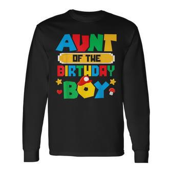 Aunt Of The Birthday Boy Game Gaming Family Matching Long Sleeve T-Shirt - Seseable