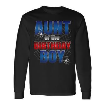Aunt Of The Birthday Boy Spider Web Family Matching Long Sleeve T-Shirt - Thegiftio UK