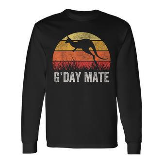 Australia G'day Mate Kangaroo Australian Vintage Long Sleeve T-Shirt - Monsterry AU