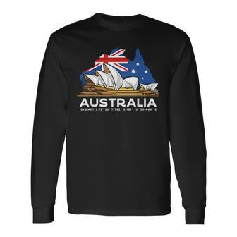 Australia Sydney Gps Coordinates Opera House Long Sleeve T-Shirt - Monsterry