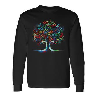 Autism Awareness Month Symbol Infinity Tree Watercolor Long Sleeve T-Shirt - Monsterry UK