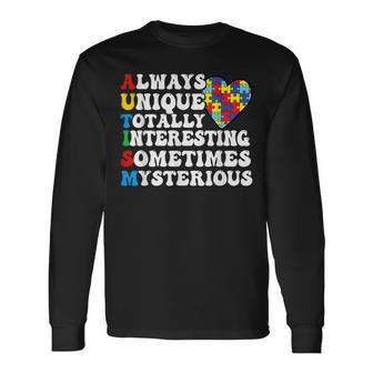 Autism Awareness Support Saying With Puzzle Pieces Long Sleeve T-Shirt | Mazezy