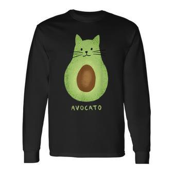 Avocato Cute Cat Avocado Vegan And Cat Owner Kitten Long Sleeve T-Shirt | Mazezy