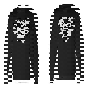Awesome Cow Print Black & White Print Heart Long Sleeve T-Shirt - Thegiftio