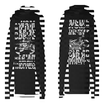 Awesome Dads Have Tattoos & Beards Motorcycle Father's Day Long Sleeve T-Shirt - Thegiftio