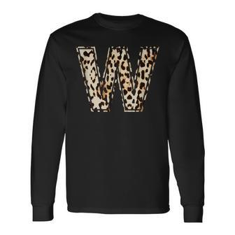 Awesome Letter W Initial Name Leopard Cheetah Print Long Sleeve T-Shirt - Monsterry AU