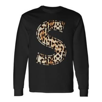 Awesome Letter S Initial Name Leopard Cheetah Print Long Sleeve T-Shirt - Monsterry