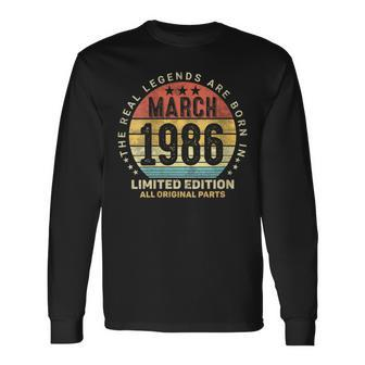 Awesome March 1986 Vintage 38Th Birthday Made In 1986 Long Sleeve T-Shirt | Mazezy