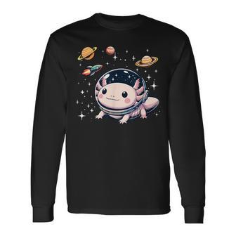 Axolotl Kawaii Cute Axolotls Astronaut Planets Space Long Sleeve T-Shirt - Monsterry DE