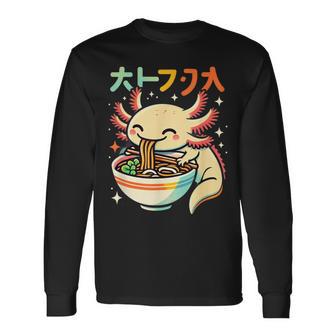 Axolotl Ramen Kawaii Neko Japanese Noodles Aesthetic Long Sleeve T-Shirt - Thegiftio