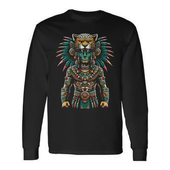 Aztec Jaguar Warrior Aztec Culture Mayan Indigenous Long Sleeve T-Shirt - Thegiftio UK