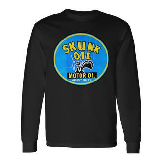 Back Only Retro Vintage Gas Station Skunk Oil Motor Oil Long Sleeve T-Shirt - Monsterry DE