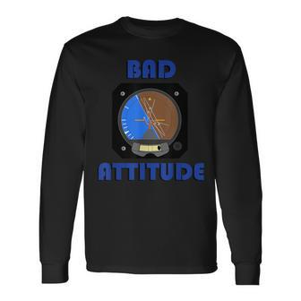 Bad Attitude Pilot Attitude Indicator Long Sleeve T-Shirt - Monsterry DE