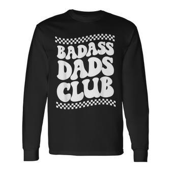 Badass Dads Club Groovy Retro Skeleton Dad Life Father's Day Long Sleeve T-Shirt - Thegiftio UK