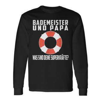 Bademeister Papa Was Sind Deine Superkräfte Schwimmbad Langarmshirts - Geschenkecke