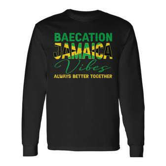 Baecation Jamaica Vibes Matching Couple Vacation Trip Long Sleeve T-Shirt | Mazezy