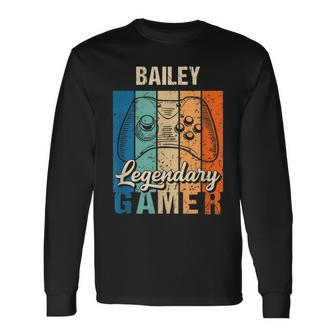 Bailey Name Personalized Retro Legendary Gamer Long Sleeve T-Shirt - Seseable